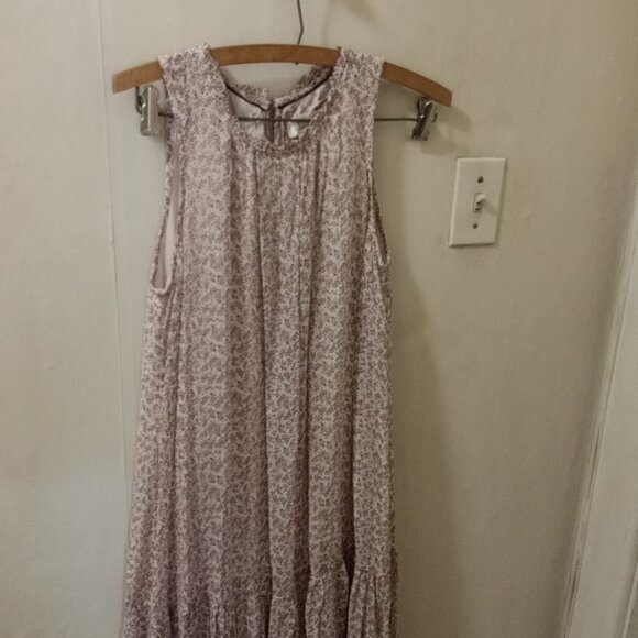 Anthropologie Sz XS soft rose patterned tiered 'chiffony' Dress sleeveless - Picture 3 of 5